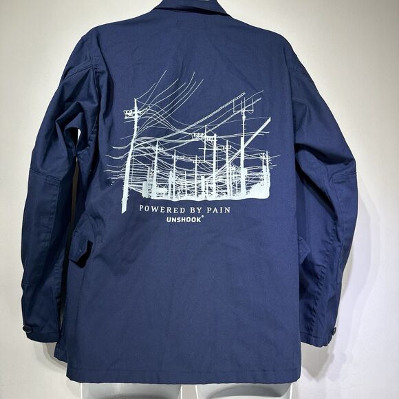 Unshook Disaster Tested Powered By Pain Blue Military Mechanic Shop Jacket L - Picture 2 of 8